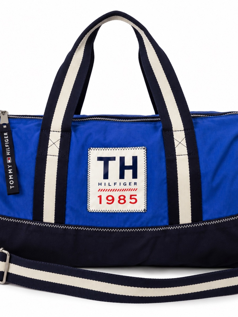 Tommy Hilfiger Vintage Inspired Royal Blue & Navy Duffel Bag with TH 1985 Patch